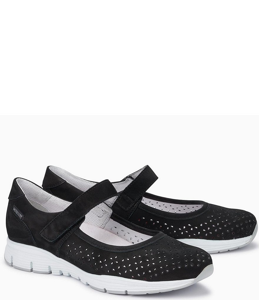 Mephisto Perforated Leather Flat Mary Janes