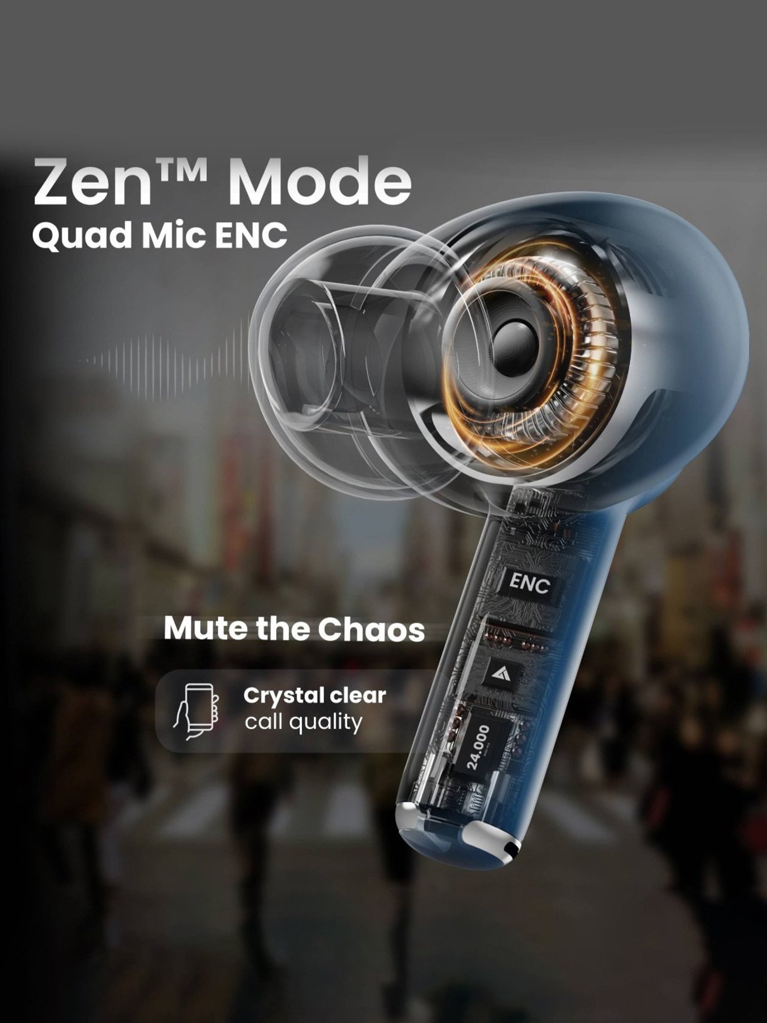 Boult Audio W40 In Ear BT Earbuds with Quad Mic ENC & 48H Battery Life (Denim Blue, True Wireless)