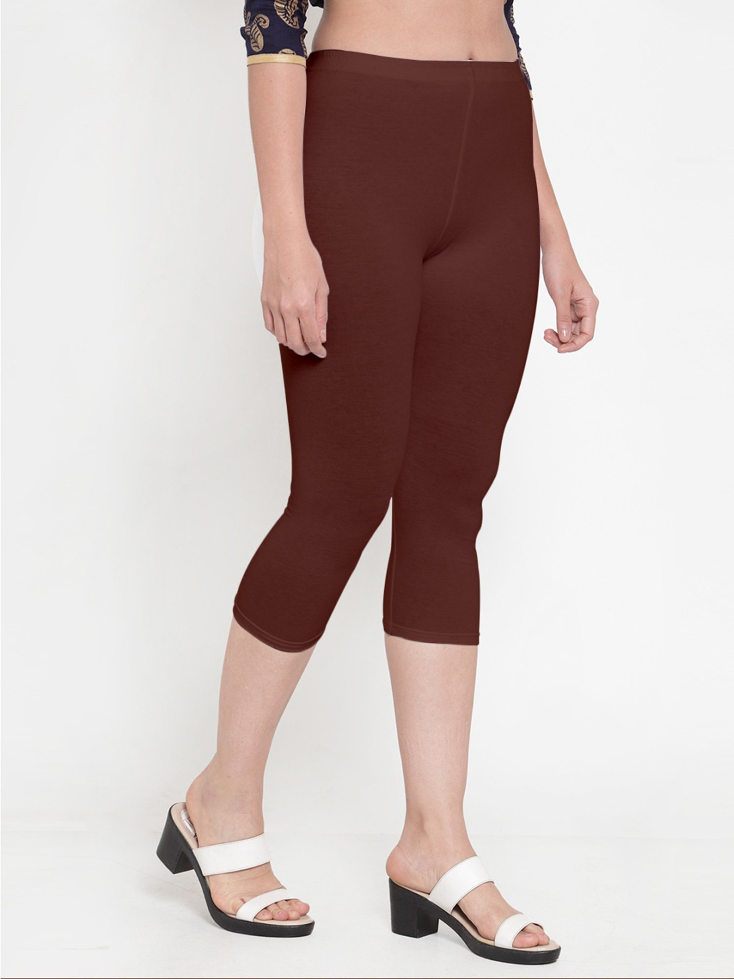 Gracit Beige & Brown Mid Rise Capris - Pack Of 2