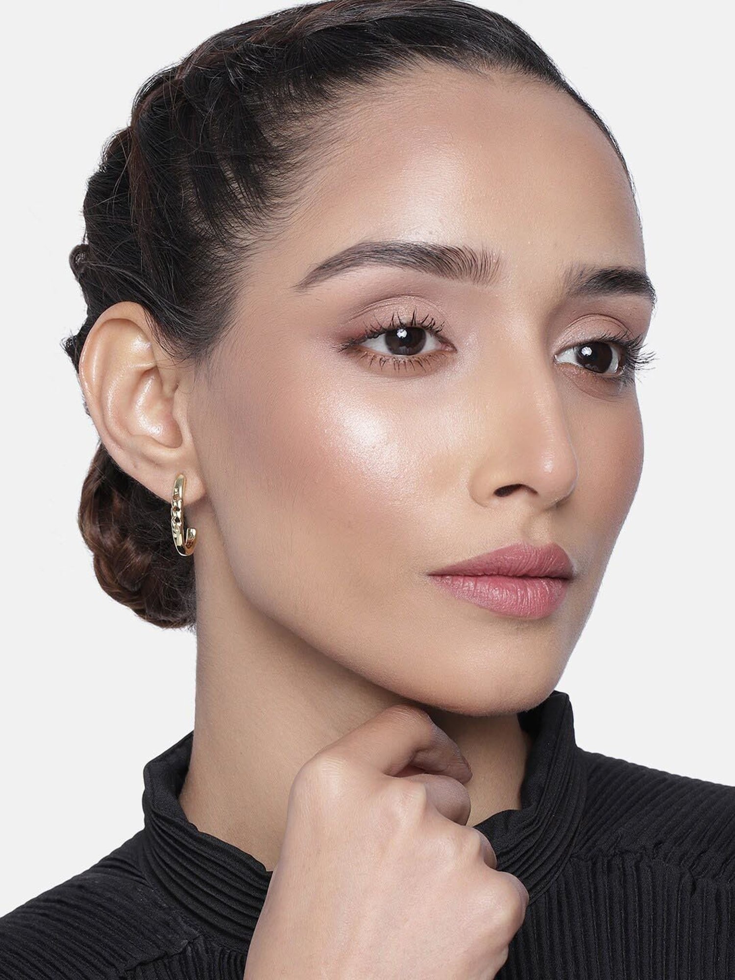 Estele Gold-Plated Half Hoop Earrings for Women/Girls