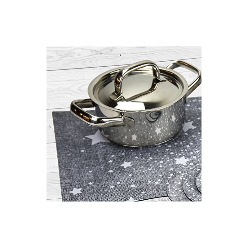 Decorative Trivet and Kitchen Table Runners Handles Heat Up to 300F, Anti Slip, Hand Washable, and Convenient for Hot Dishes and Pots,Hand Washable (Gray Trail Stars)