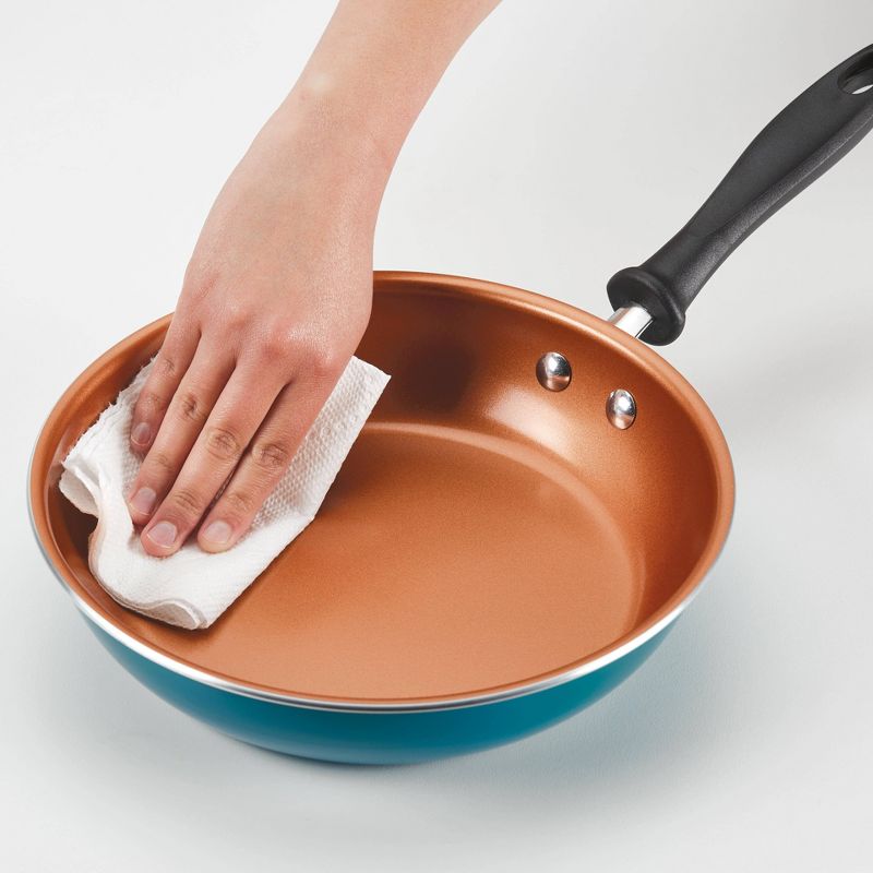 Farberware 2pc Copper Ceramic Reliance Pro Skillets Aqua