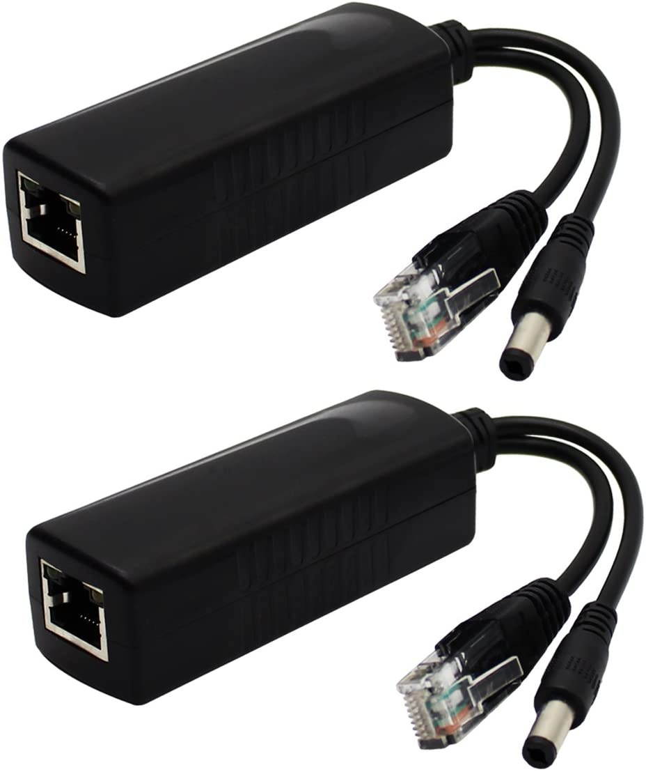 ANVISION 2-Pack Active PoE Splitter Adapter IEEE 802.3af Compliant 10/100Mbps DC 12V Output for IP Camera Wireless AP Router Voip Phone AV-PS12