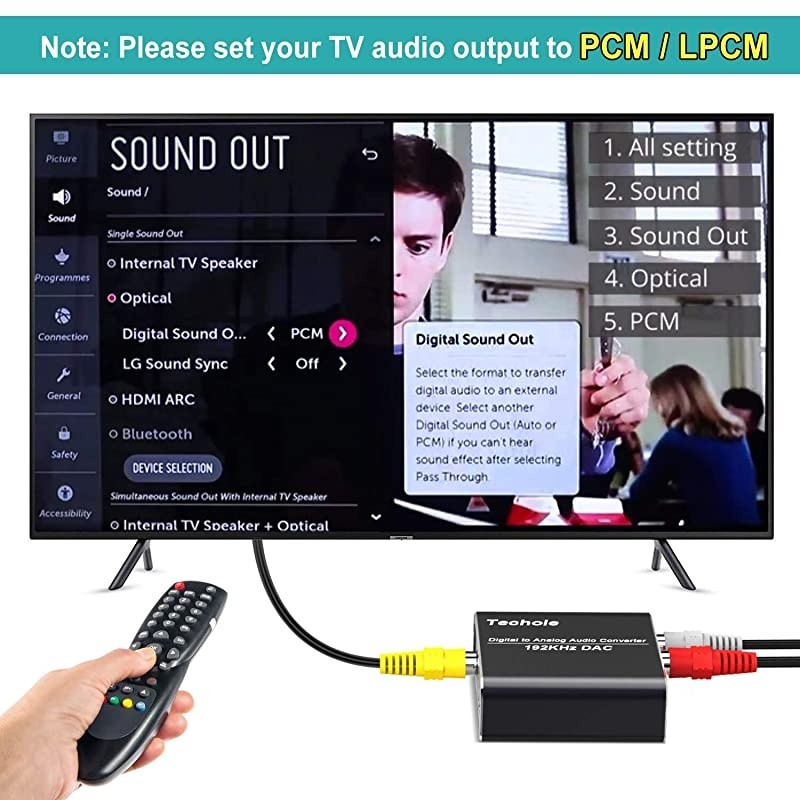Digital to Analog Audio Converter-192kHz  Aluminum Optical to RCA with Optical &Coaxial Cable. Digital SPDIF TOSLINK to Stereo L/R and 3.5mm Jack DAC Converter for PS4 Xbox HDTV DVD Headphone