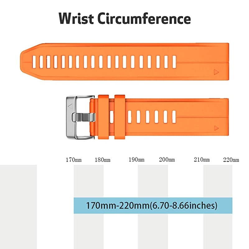 Compatible with Fenix 5S Plus Band Silicone Sport Watch Bands for Fenix 5SFenix 5S PlusFenix 6SFenix 6S ProD2 Delta S SmartwatchSilver BuckleOrange
