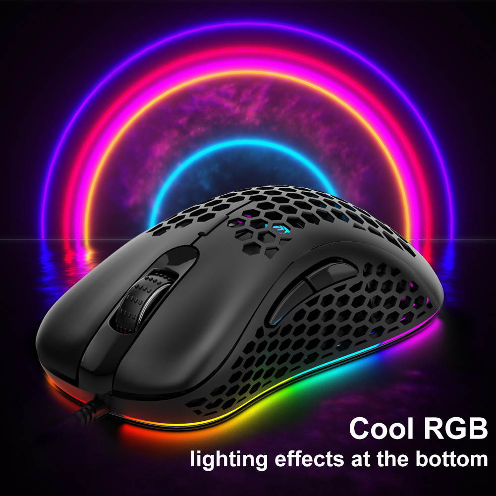 AULA F810 RGB Backlit Mouse 7 Buttons Macro Programmable 6400 DPI Hollow Ergonomic Optical Wired Gaming Mouse for PC Computer Desktop Laptop