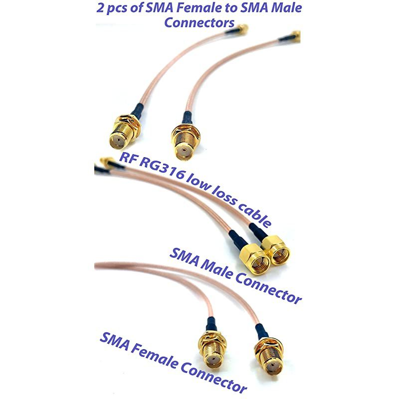 of 2 RF RG316 SMA Male to SMA Female Nut Bulkhead Crimp Antenna Low Loss Coaxial Cable 12 inch 30 cm