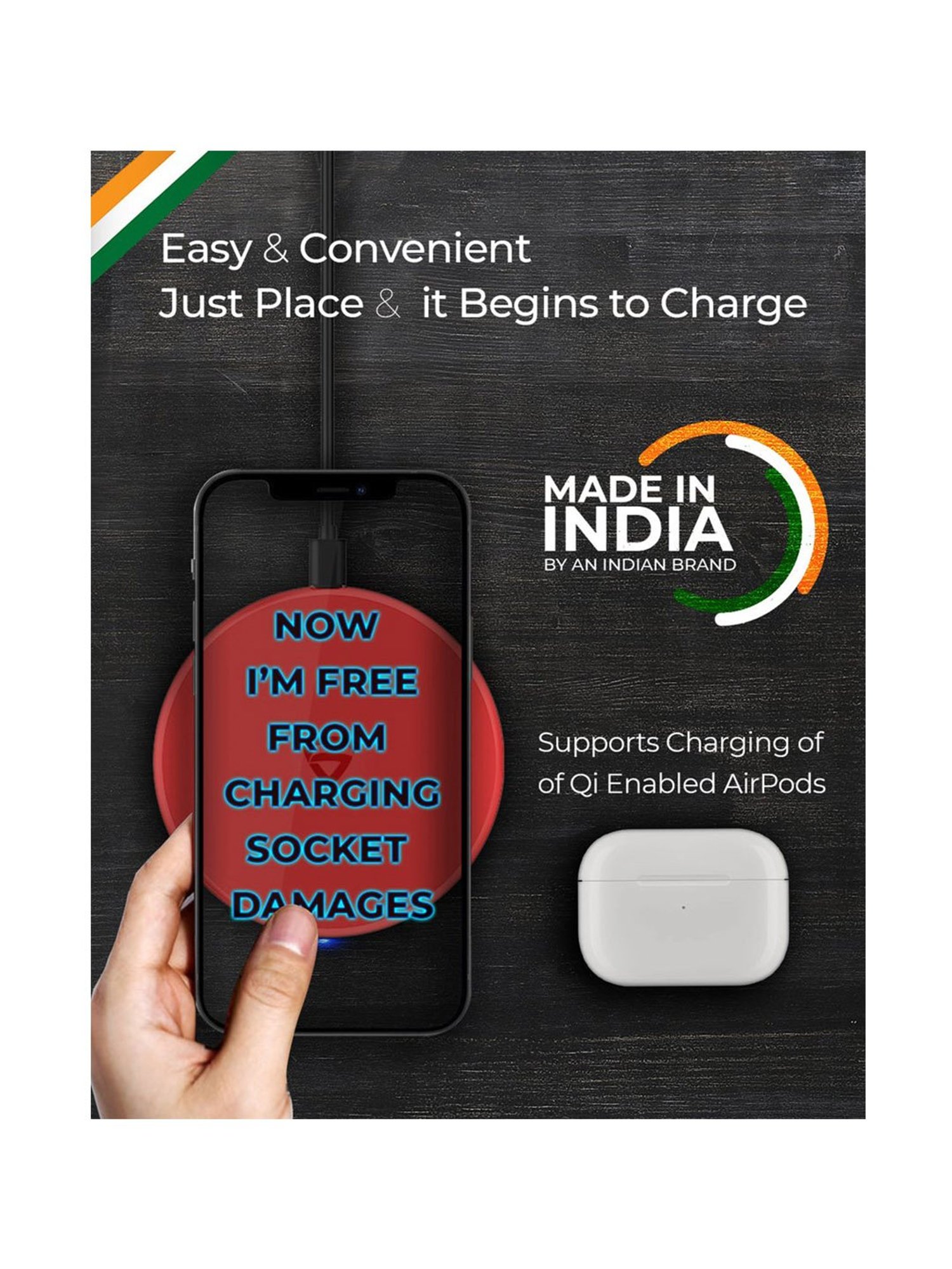 RAEGR Arc 400 Pro Qi Certified Type-C PD 15W Wireless Charger Charging Pad - (Green)