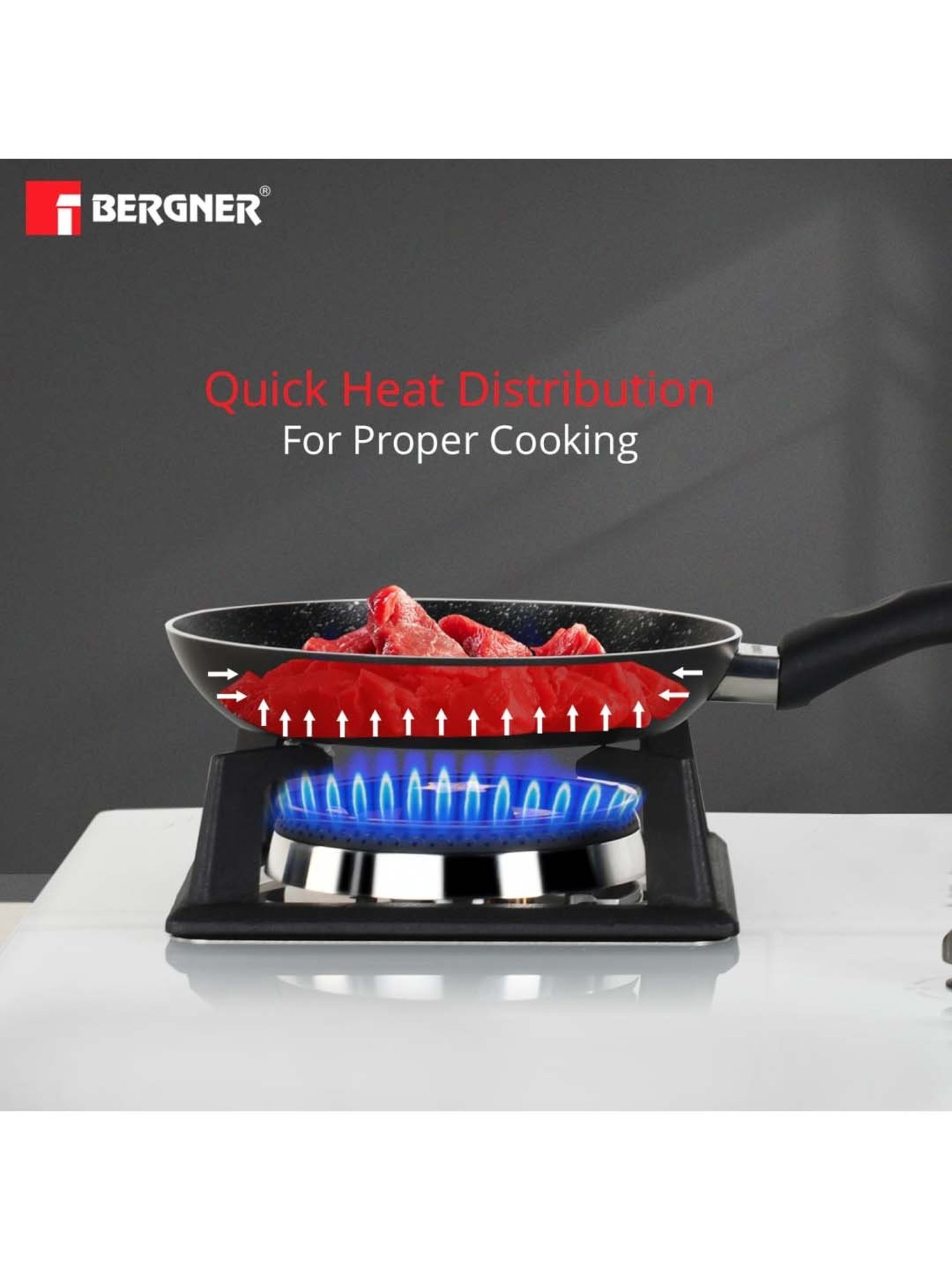 Bergner Black Aluminium Frypan - Set of 1