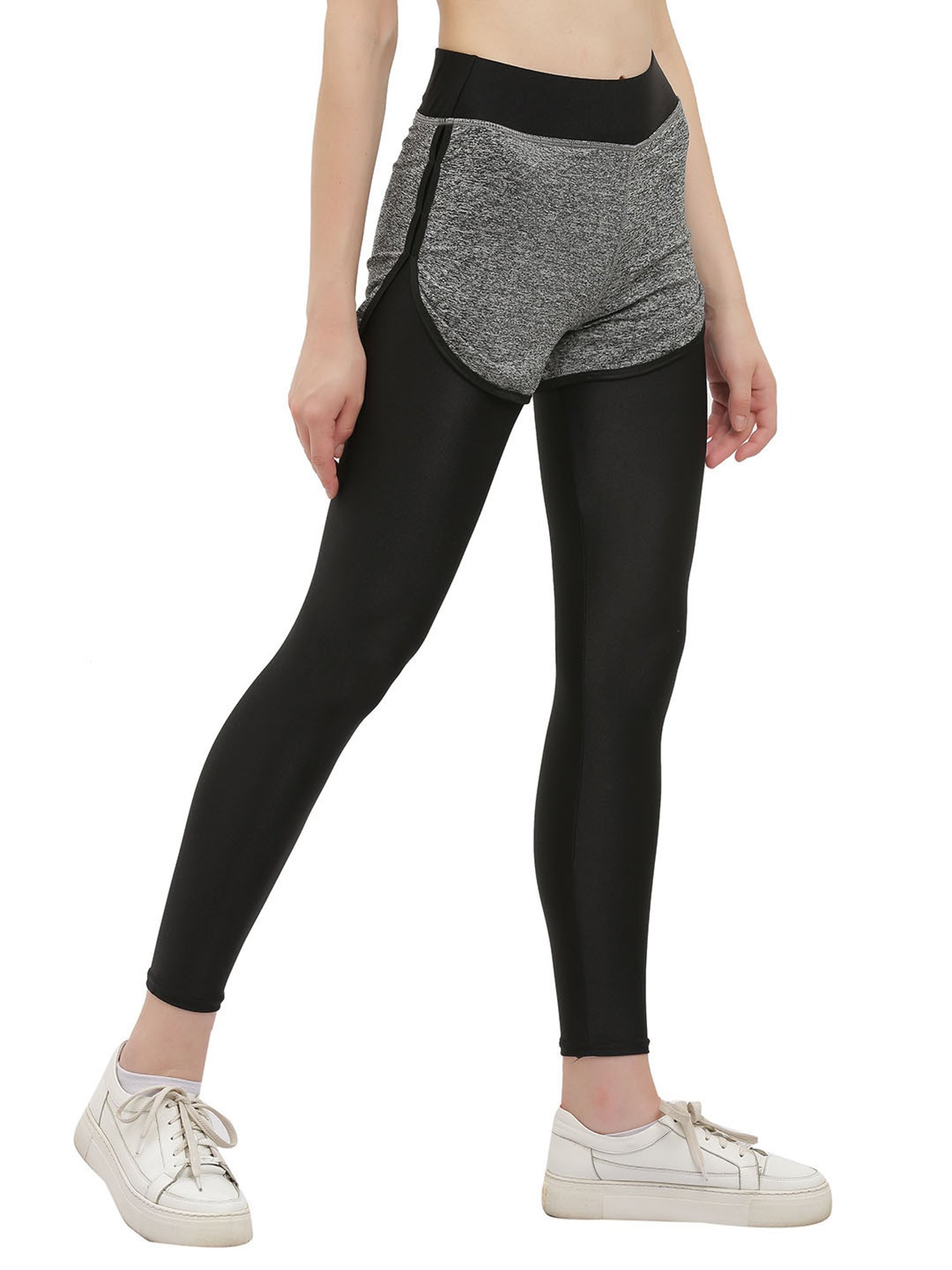 EVERDION Black & Grey Textured Slim Fit Tights