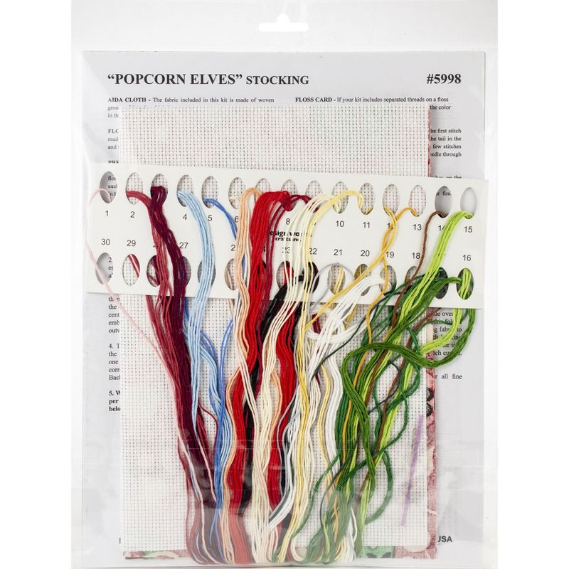 Design Works Counted Cross Stitch Stocking Kit 17" Long-Popcorn Elves (14 Count)