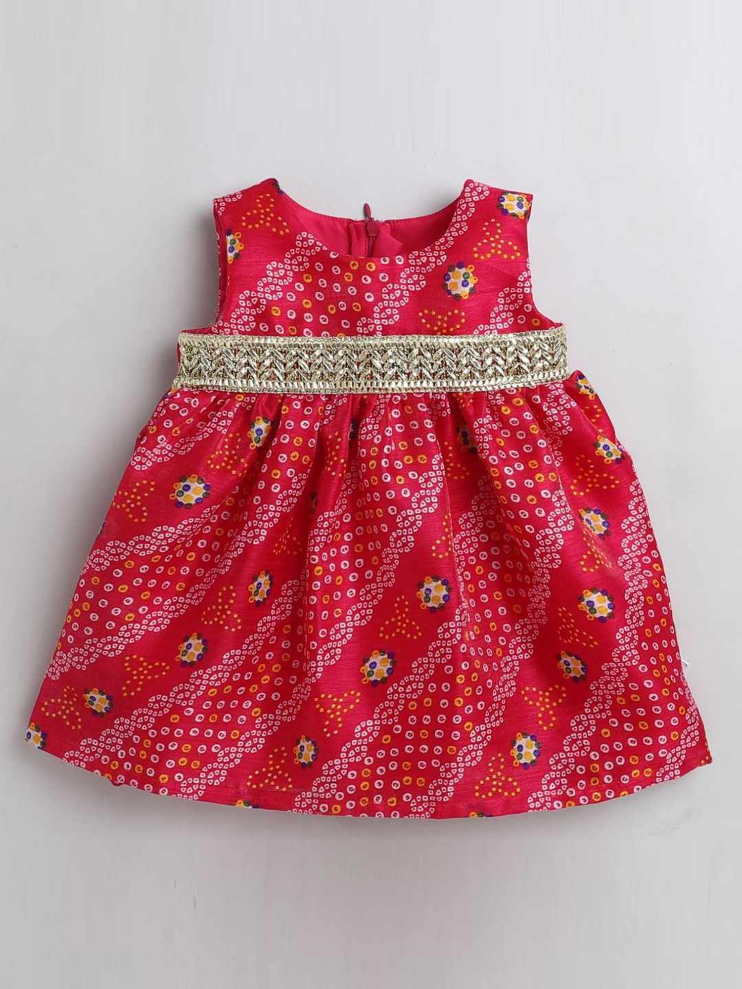 Many Frocks Kids Pink Embroidered Frock