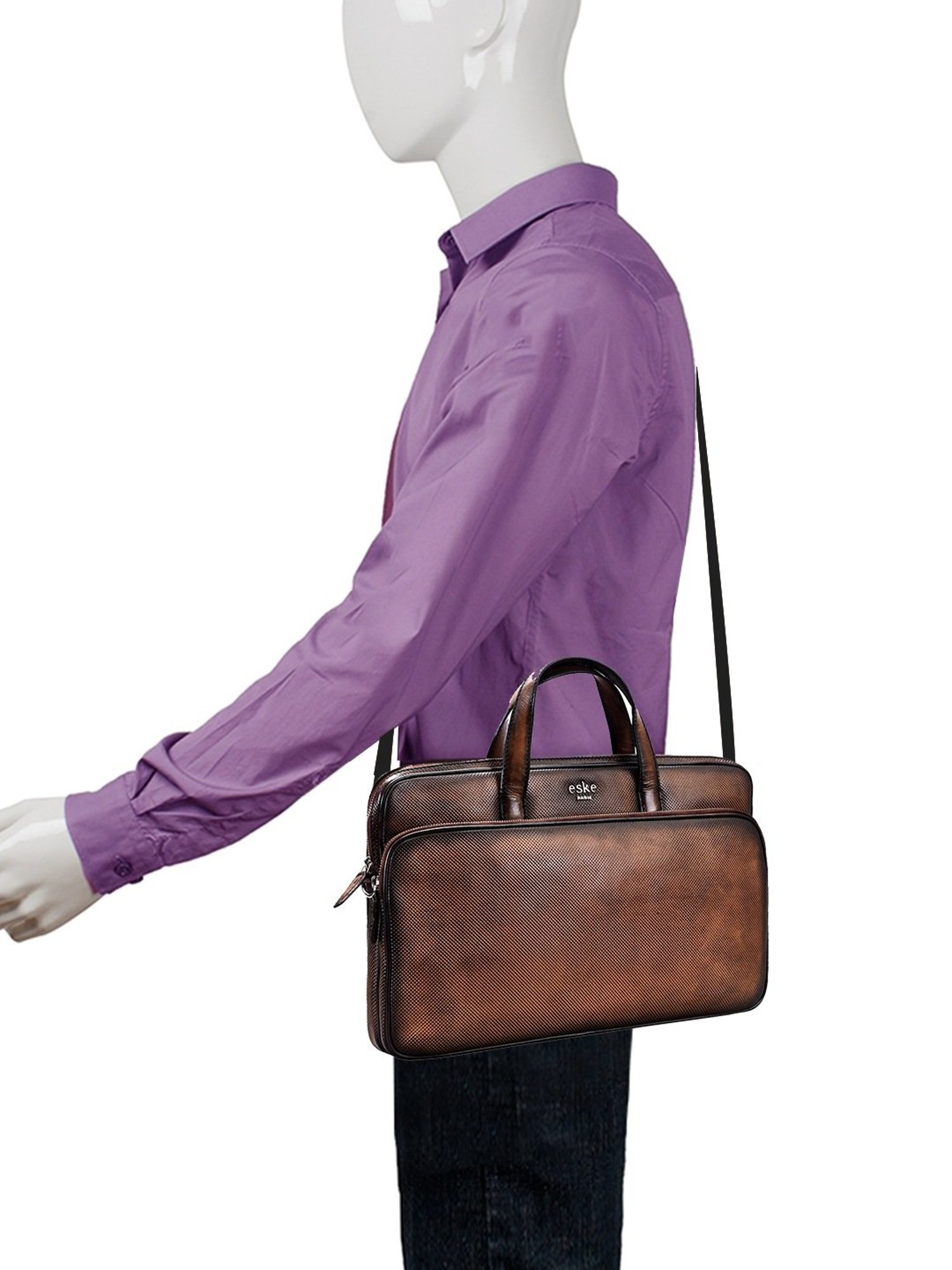 Eske Cedro Brown Leather Medium Laptop Messenger Bag