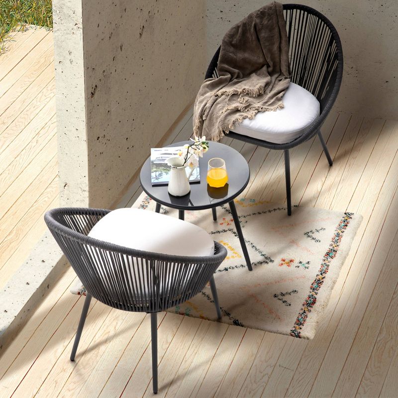 3pc Aluminum & Rope Patio Set - NUU GARDEN