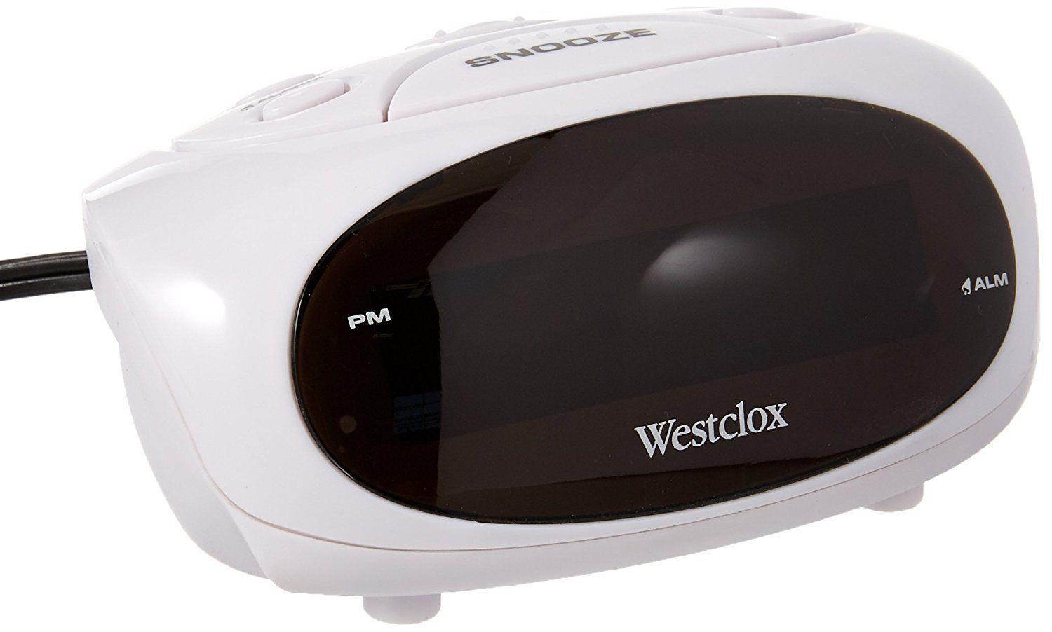 Westclox 70044b 6" LED (White) Alarm Clock with Adjustable Alarm Volume