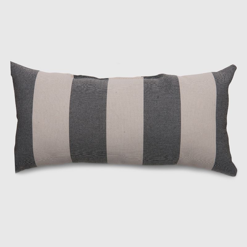 Lumbar Cabana Stripe Outdoor Pillow Black - Threshold™