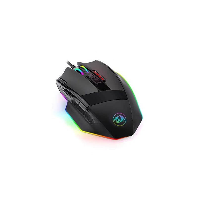 M801 Gaming Mouse RGB MMO 9 Programmable Buttons Mouse with Macro Recording Rapid Fire Button 16000 DPI for Windows PC (Wired, Black)