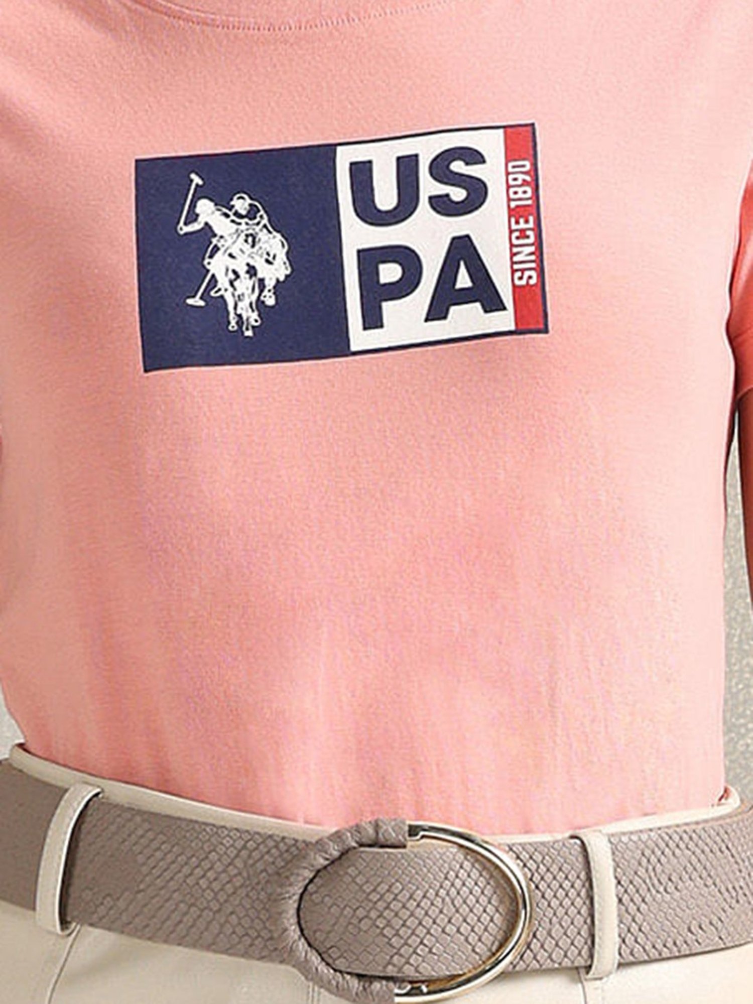 U.S. Polo Assn. Peach Cotton Graphic Print T-Shirt