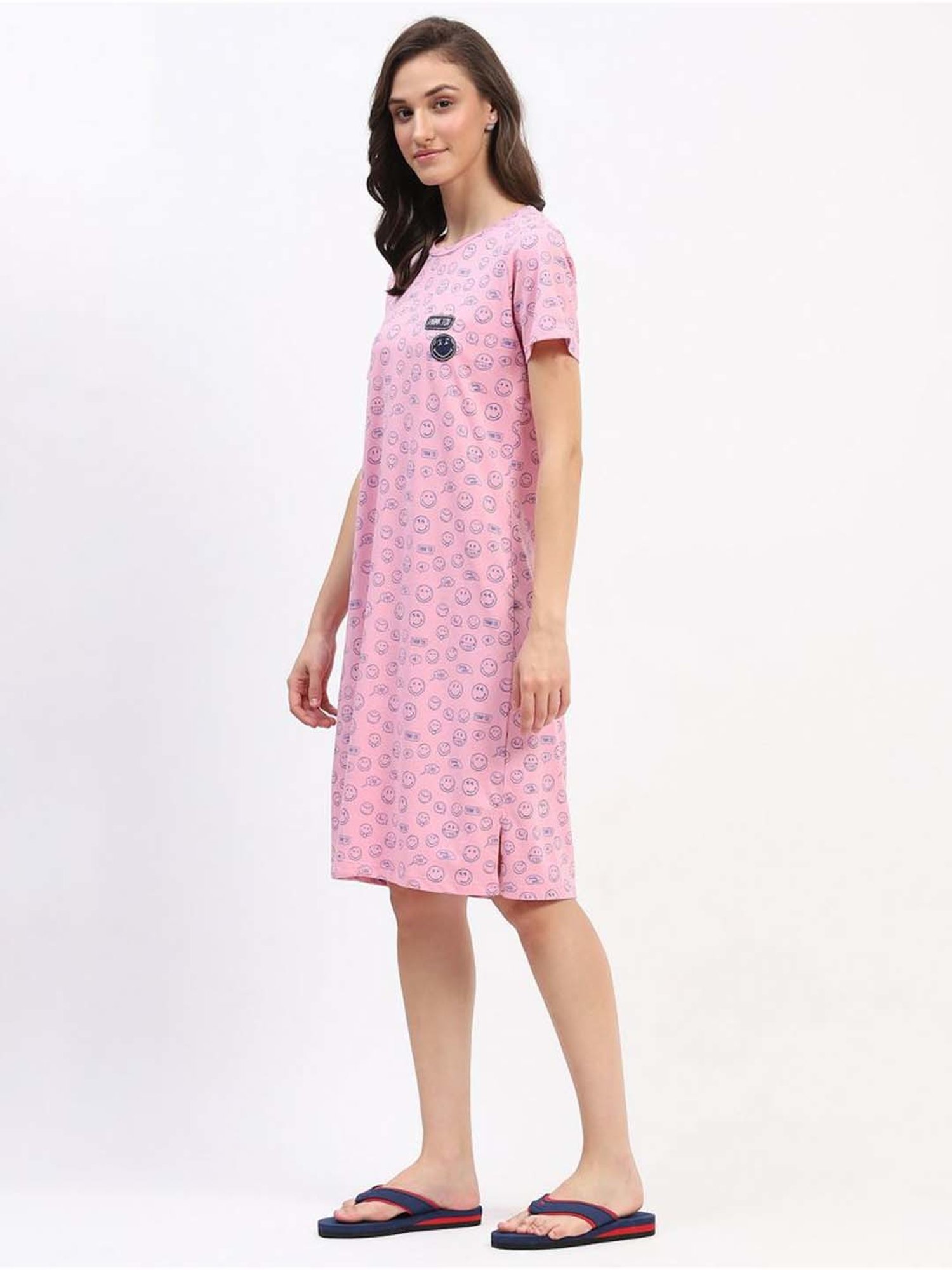 MADAME M Secret Pink Cotton Printed Sleep Tees