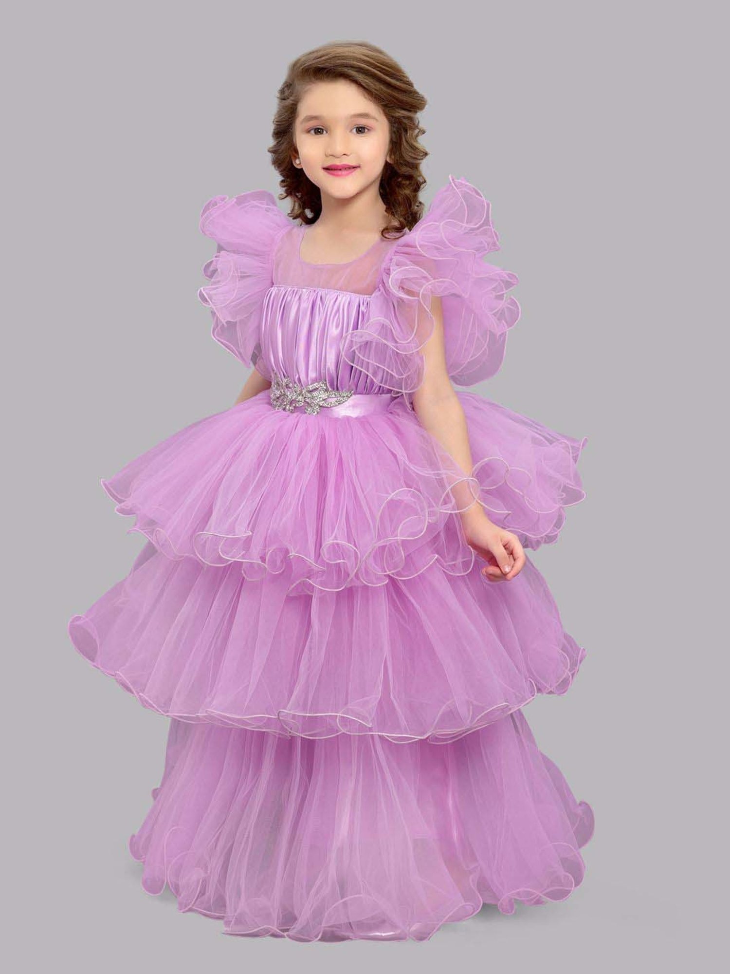 Pink Chick Kids Lavender Solid Party Gowns