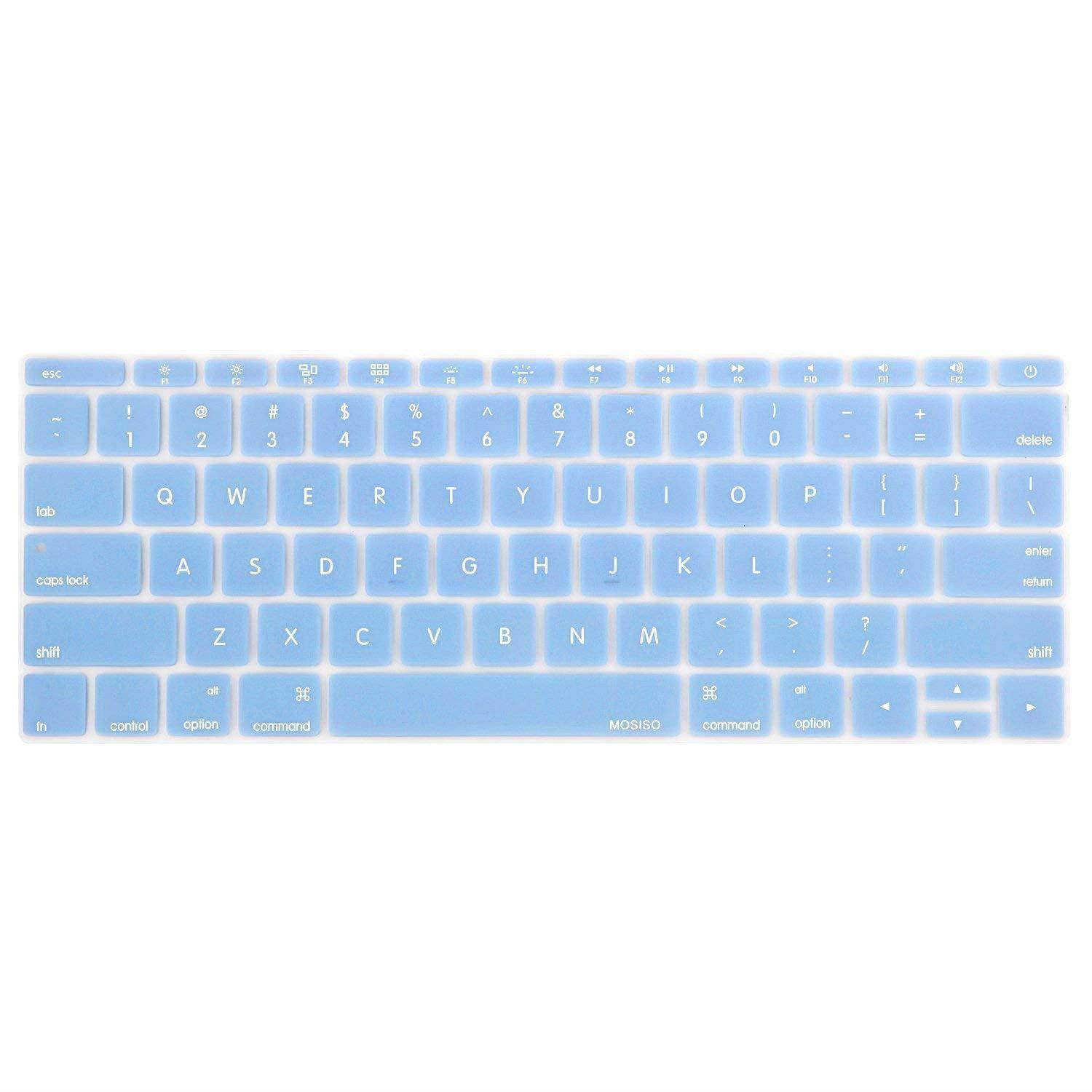 MOSISO Keyboard Cover Compatible MacBook Pro 13 Inch 2017 & 2016 Release A1708 No Touch Bar & New MacBook 12 Inch A1534 Protective Skin, Airy Blue