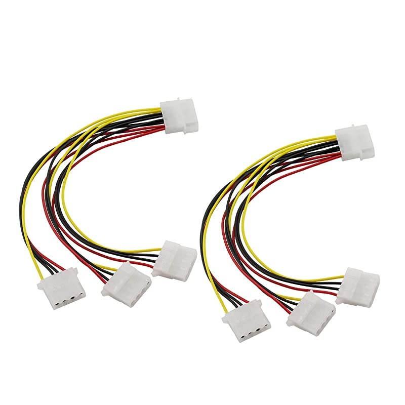 2pcs 4Pin IDE PSU Power Splitter Cable D Type Large 4P Molex 1 Male to 3 Female Multiplier PC Fan Extension Cable