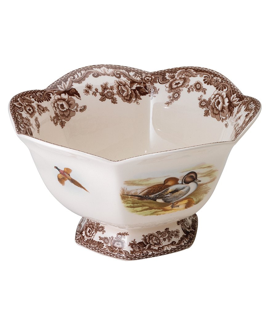 Spode Festive Fall Collection Woodland Lapwing/Pintail Hexagonal Footed Bowl
