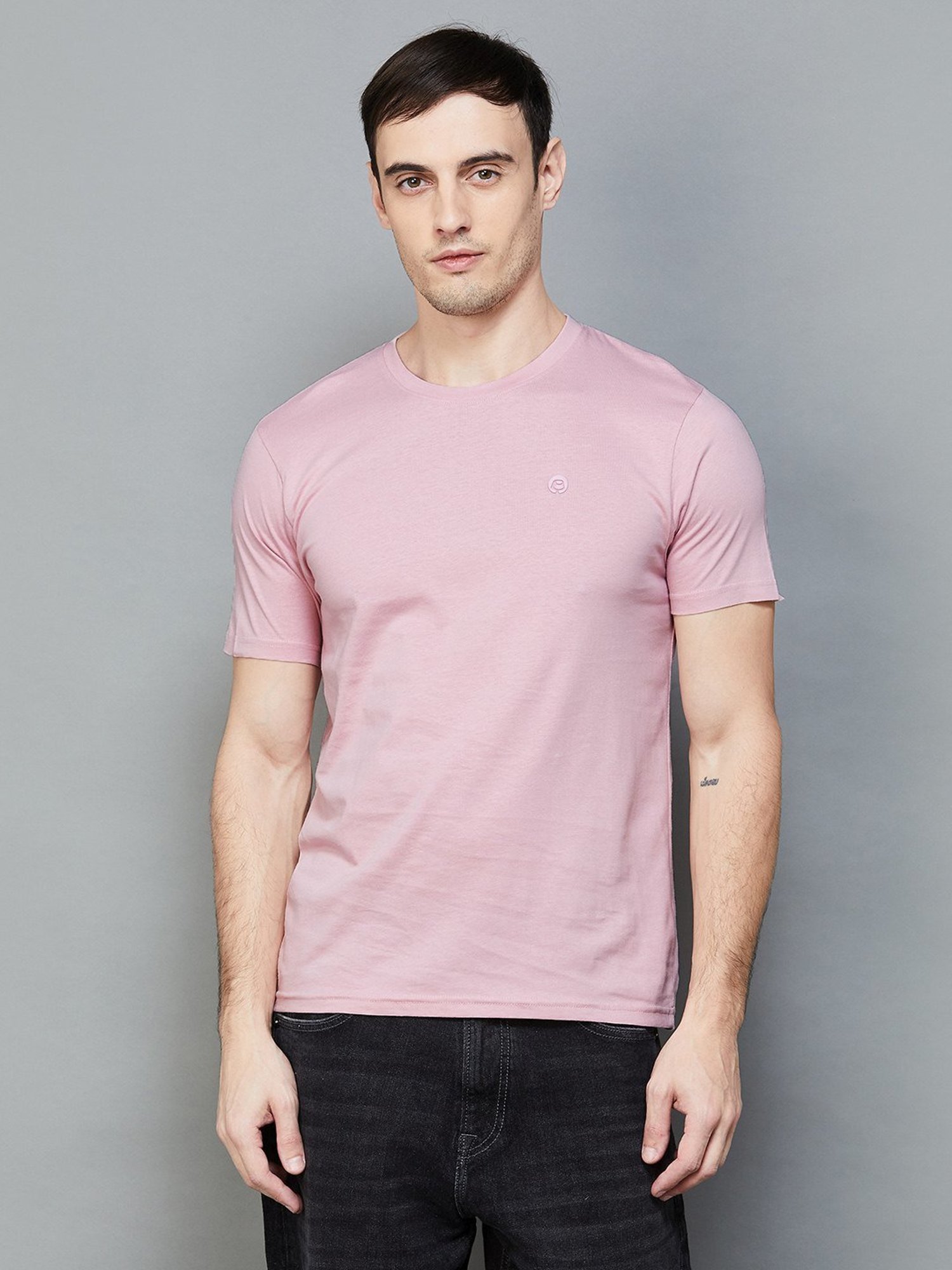 BOSSINI Pink Cotton Slim Fit T-Shirt - Pack of 3