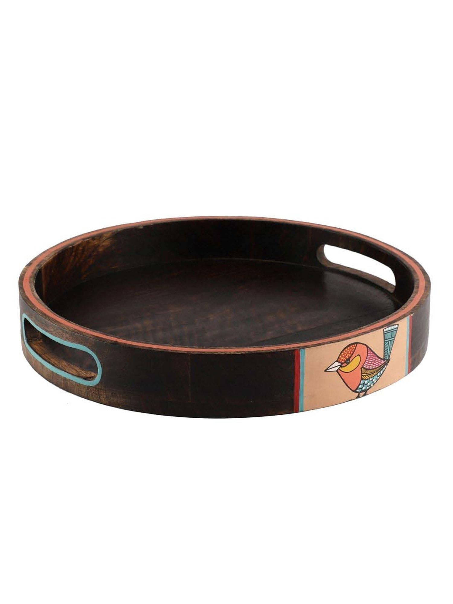 VarEesha Chiraiya Brown Mango Wood Round Tray