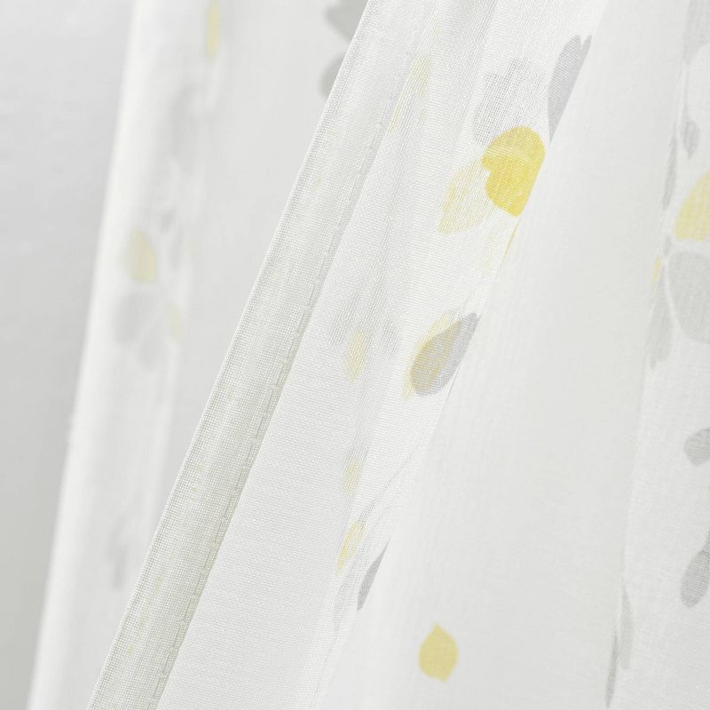 Set of 2 (84"x38") Weeping Flower Sheer Window Curtain Panels Yellow/Gray - Lush Décor