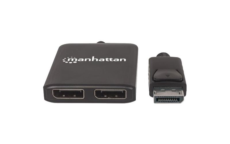 Manhattan DisplayPort to 2-Port DisplayPort Splitter Hub with MST - 3840 ?? 2160 - DisplayPort - USB - Plastic