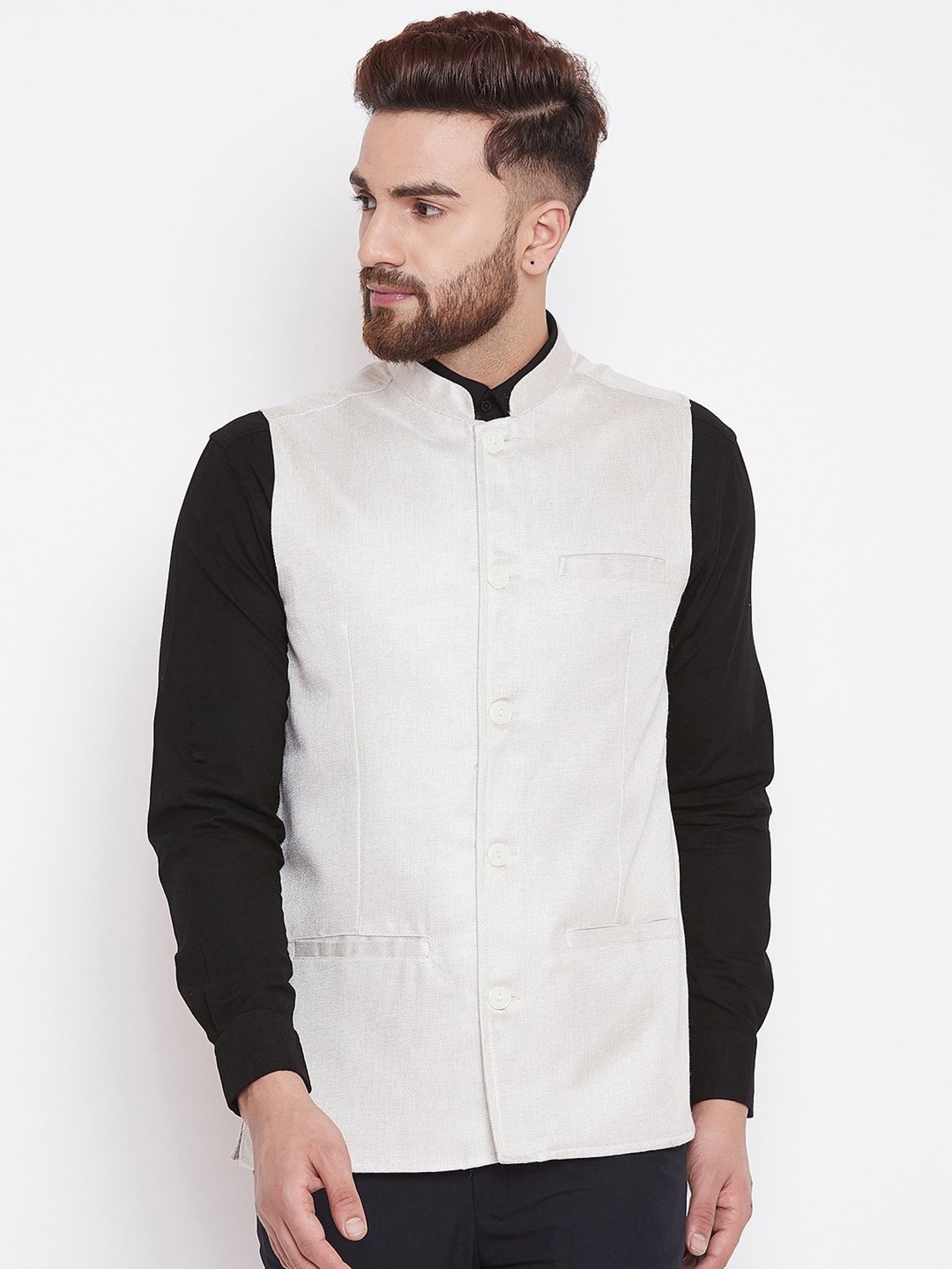 Even White Regular Fit Nehru Jacket