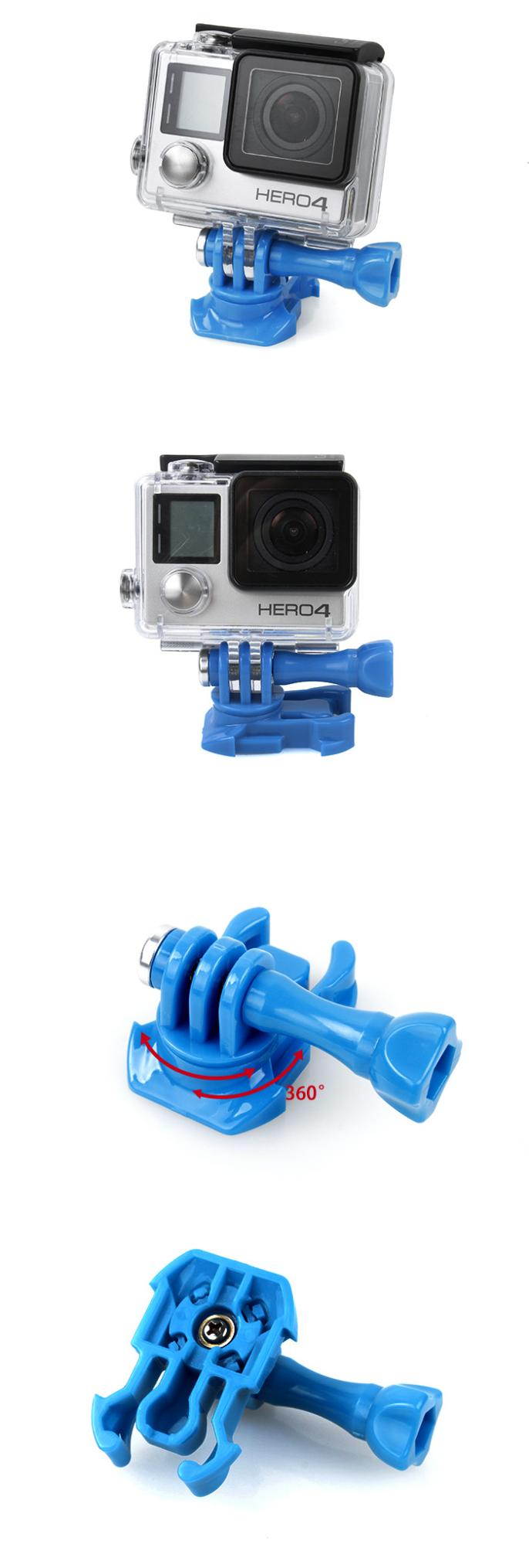 JMT 360 Turntable Quick Release Buckle Connector Tripod Adapter Blue for Gopro Hero 2 3 3+/Plus 4 Camera