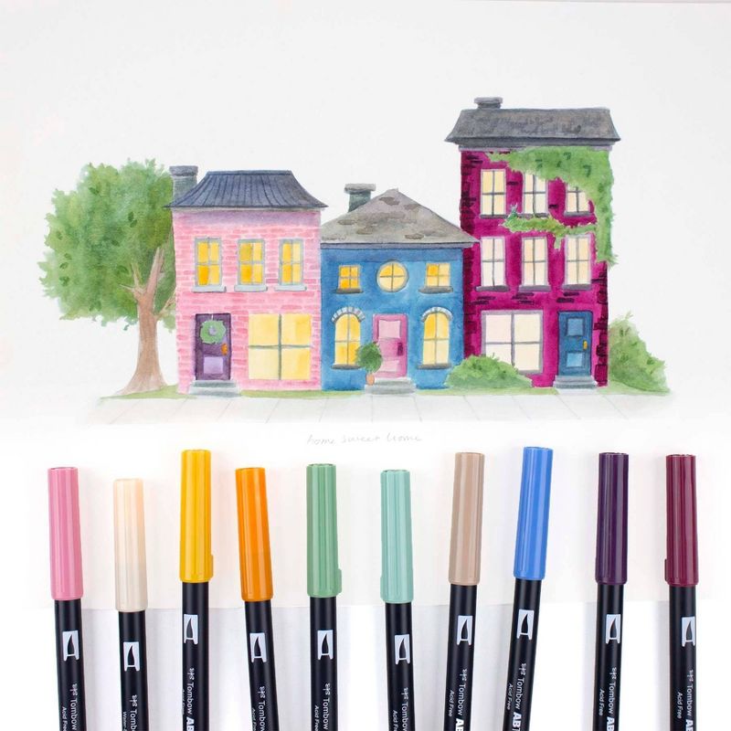 Tombow 10ct Dual Brush Pen Art Markers - Cottage