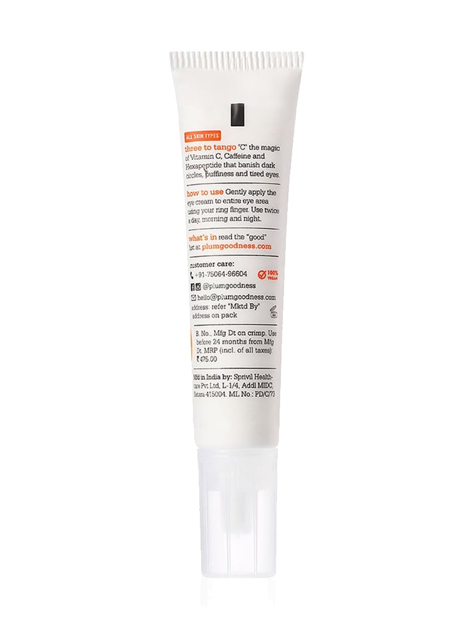 Plum Mandarin & 3% Vitamin C, 3% Peptide, 3% Caffeine Eye Cream - 15 ml