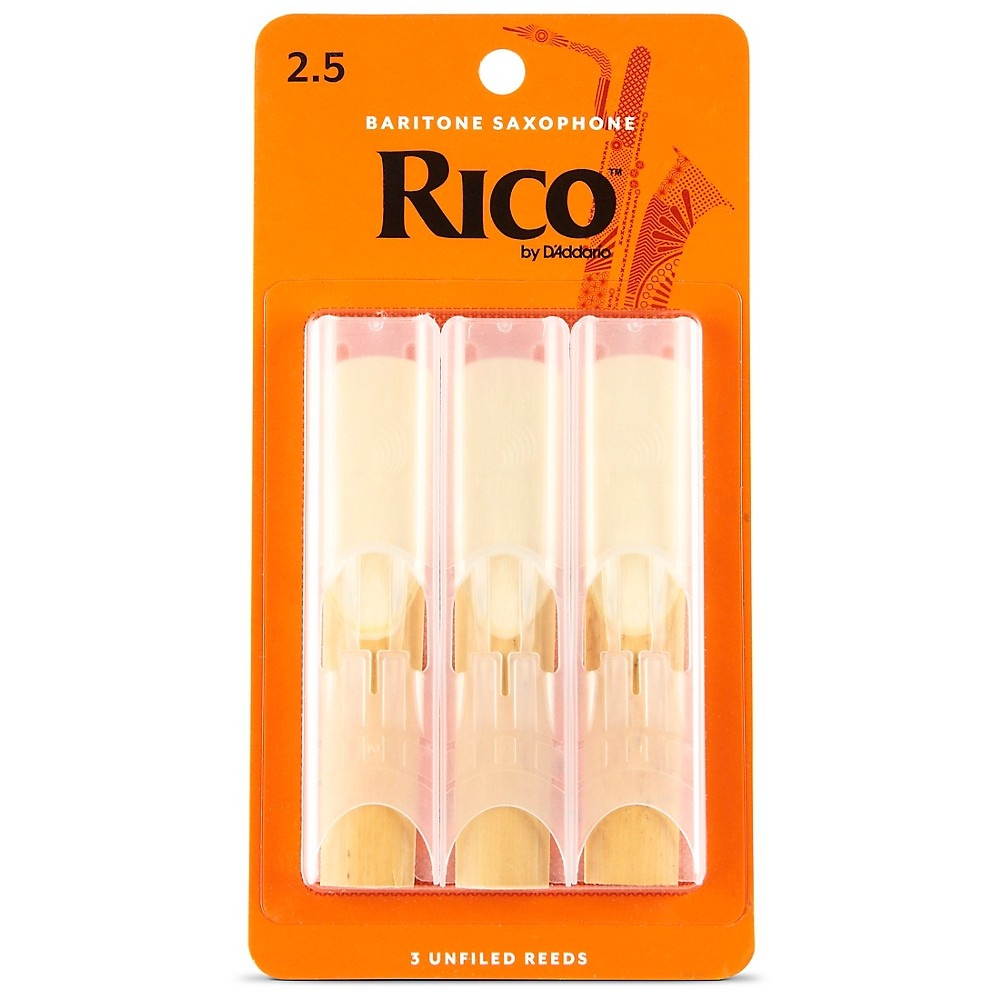 Rico Baritone Saxophone Reeds, Box of 3 Strength 2.5 Box of 3