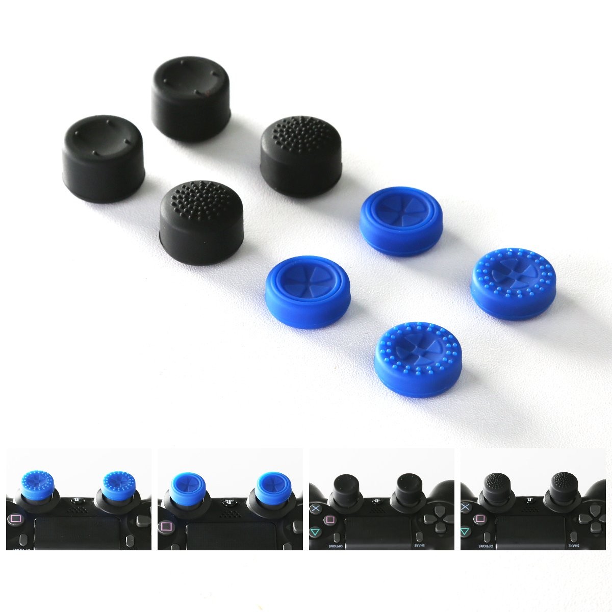 GameSir PS4 Controller Thumb Grips, Analog Stick Covers Skins for PS4/Slim/Pro Controller, Best Caps for PS4 Gaming Gamepad - Blue