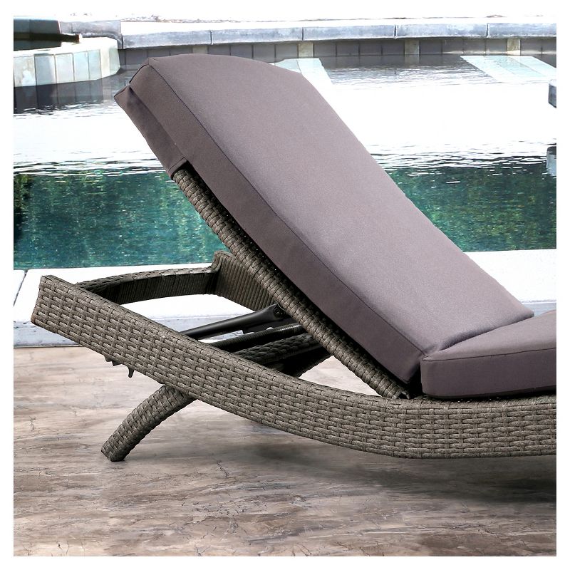 Marcelle Outdoor Wicker Adjustable Chaise Lounge with Cushion - Gray - Abbyson Living