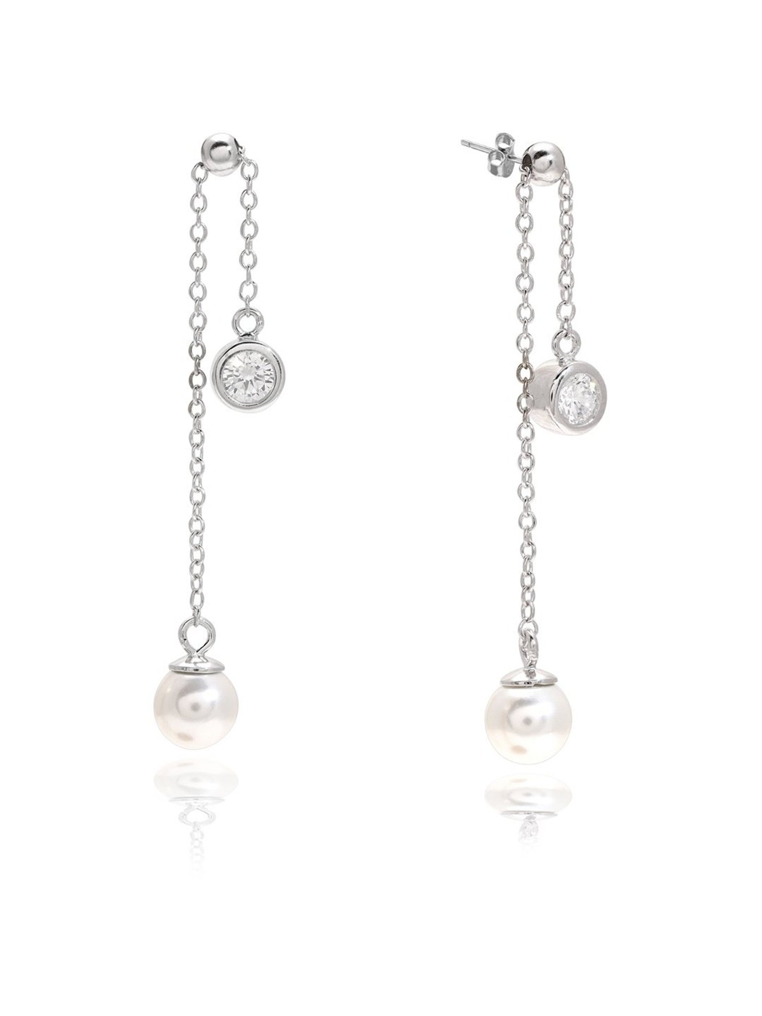 Curio Cottage 925 Silver Zirconia Shoulder Duster Dangler Earrings for Women