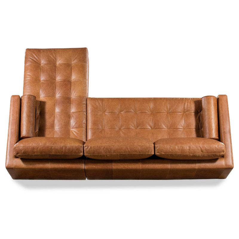 Florence Mid Century Modern Right Sectional Sofa Cognac Tan - Poly & Bark