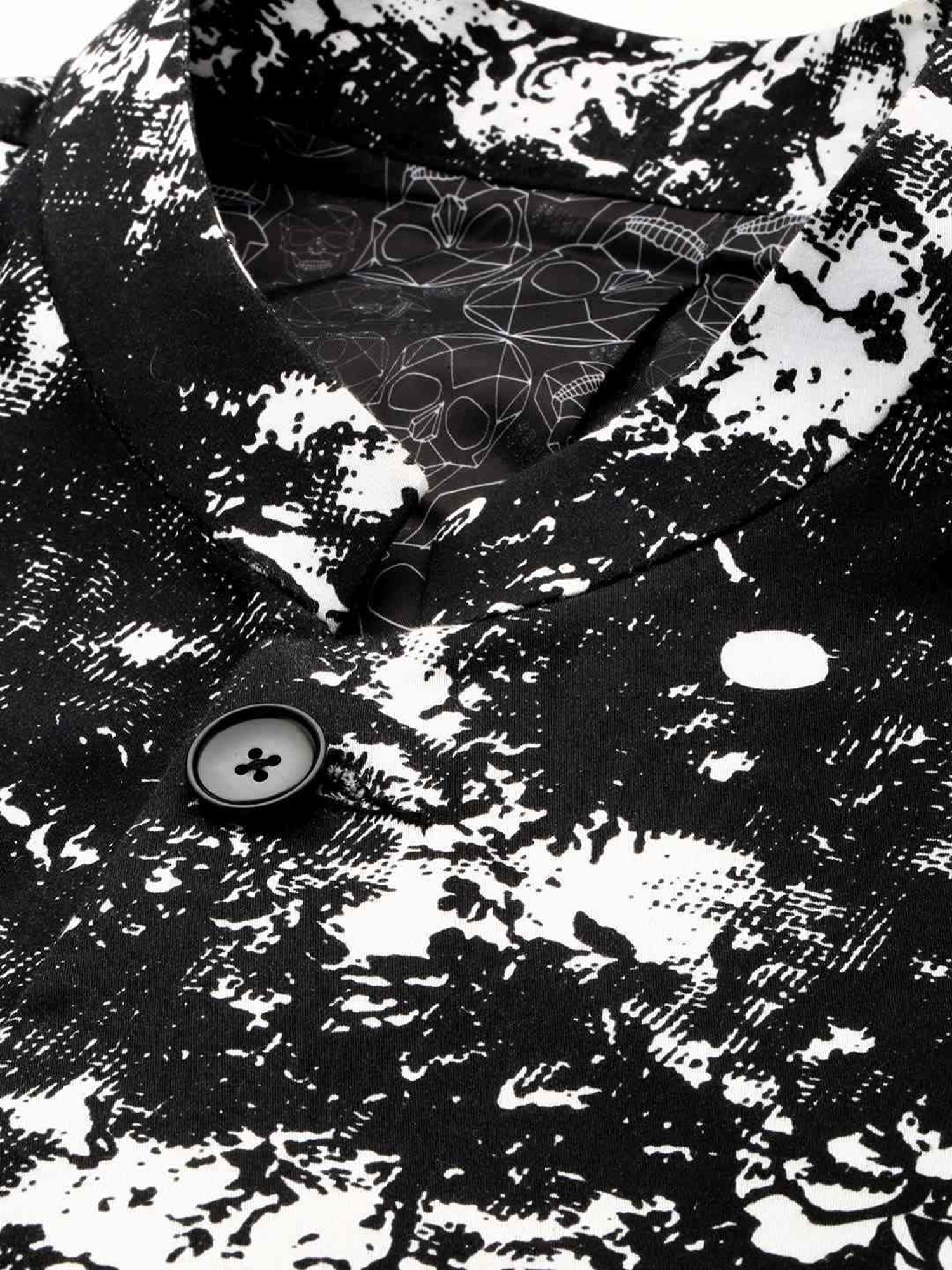 SHOWOFF Black Slim Fit Printed Blazer