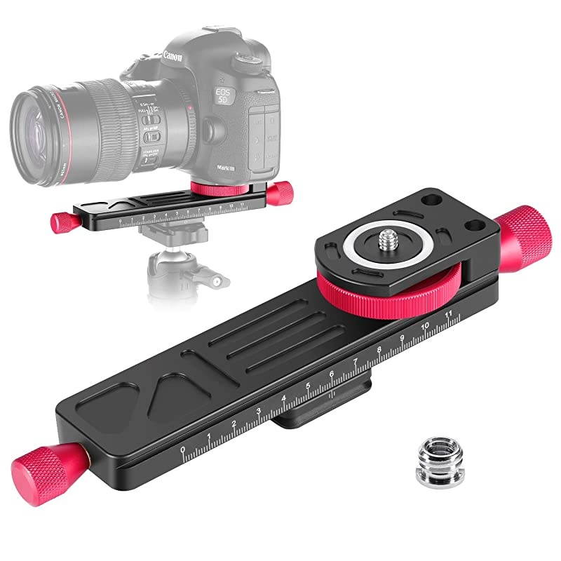 All Metal Wormdrive Macro Focusing Focus Rail Slider/Close-up Shooting Clamp Plate: 115mm Adjustment with 1/4 Inch Screw Head for DSLR Cameras,Tripod Ballhead, Arca/RRS Lever Clamp Compati