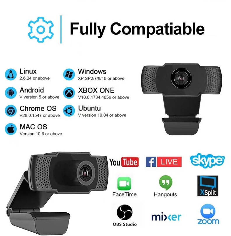 REAL-1080P Full HD USB Webcam Web Camera with Microphone for PC Desktop  Laptop