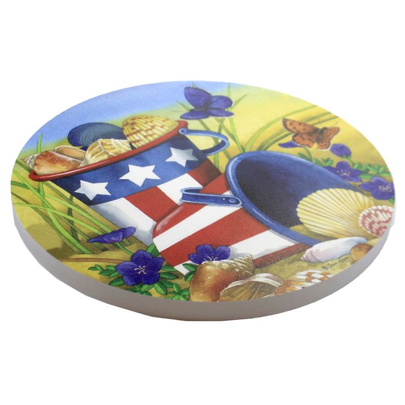 Home & Garden 12.0" Beach Pails Stepping Stone Patriotic Stars Stripes Beach Custom Decor  -  Stepping Stones And Pathways