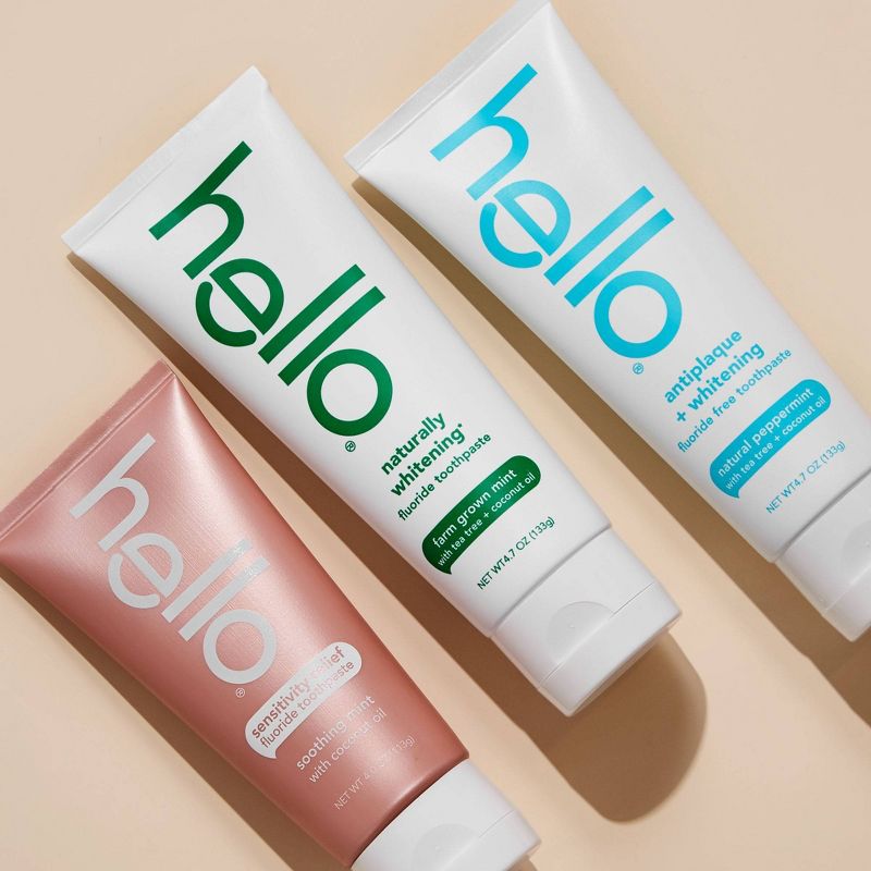 hello Antiplaque + Whitening Toothpaste - Natural Peppermint Vegan & SLS Free - 9.4oz/2pk