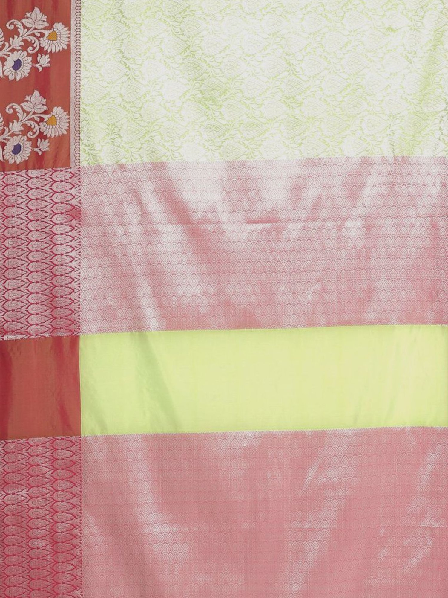 Banarasi Silk Works Green & Pink Woven Saree With Unstitched Blouse