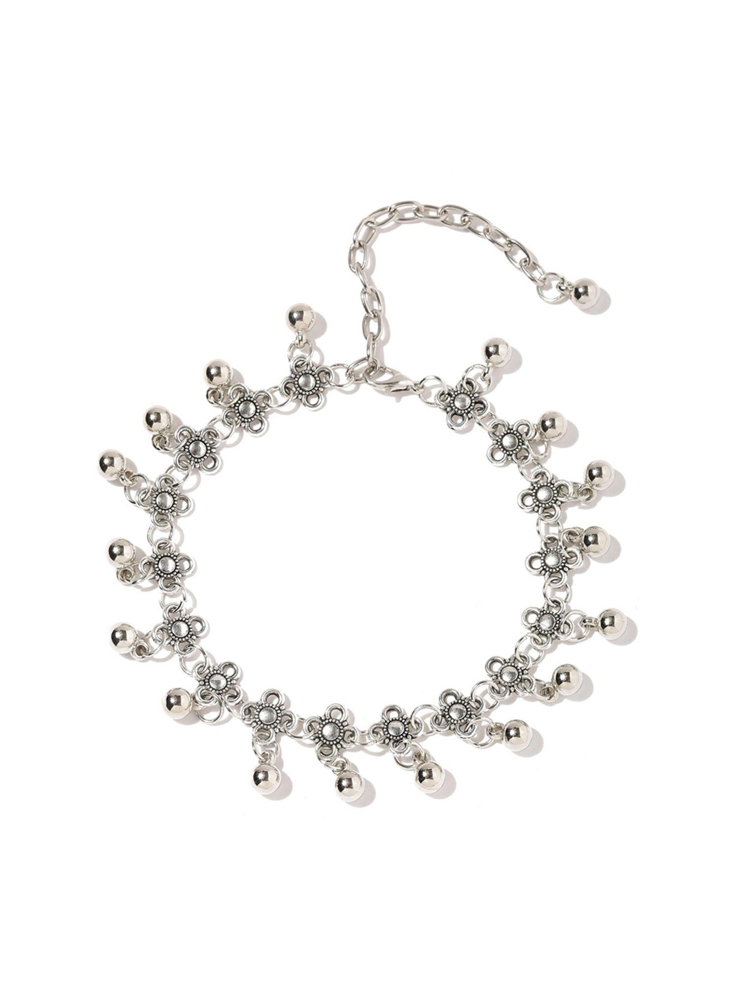 Oomph Oxidized Silver Bohemian Fashion Anklets - Pair of 1