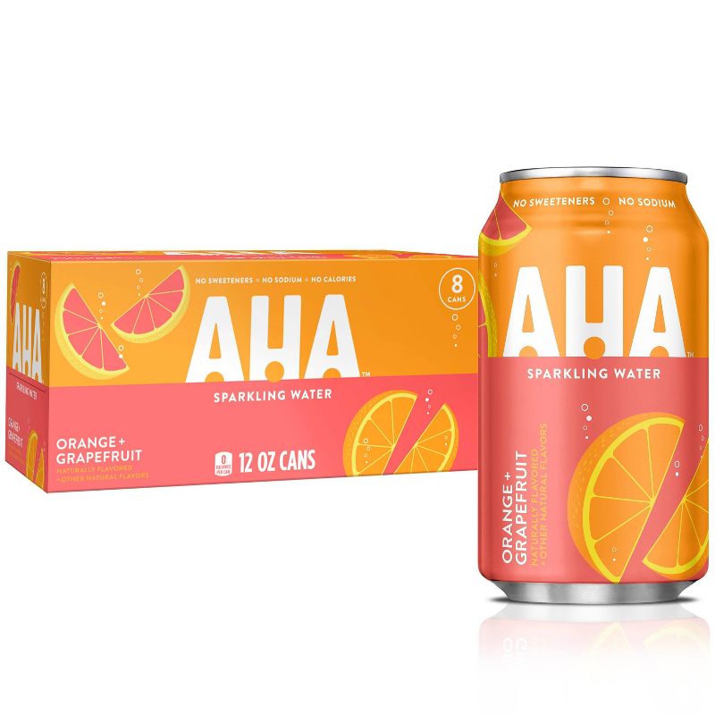 AHA Orange + Grapefruit Sparkling Water - 8pk/12 fl oz Cans