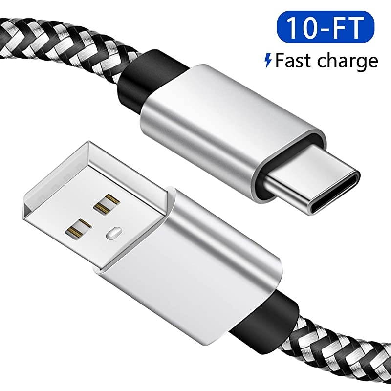 USB Type C Charging Cable Fast Charge10ft USB C Charger Cable  Nylon Braided Long Type C Cable for Samsung Galaxy S9 S10 S8 Plus Note10 9 8 Moto Z Google Pixel LG V40 G8 G7