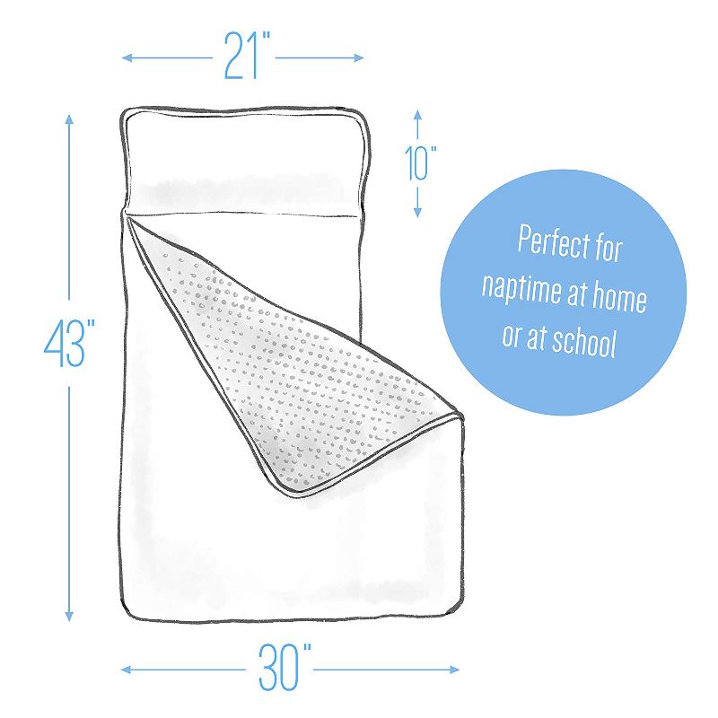 JumpOff Jo Toddler Nap Mat - Children's Sleeping Bag with Removable Pillow for Preschool, Daycare, and Sleepovers - 43 x 21 Inches - Playful Pandas